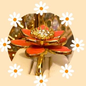 Gorgeous Gold Pink Flower Ring Sz 6 Like New! 🌺